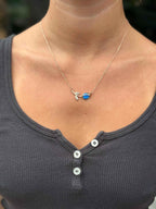 Blue Opal Tulip Necklace: 925 Sterling Silver Pendant