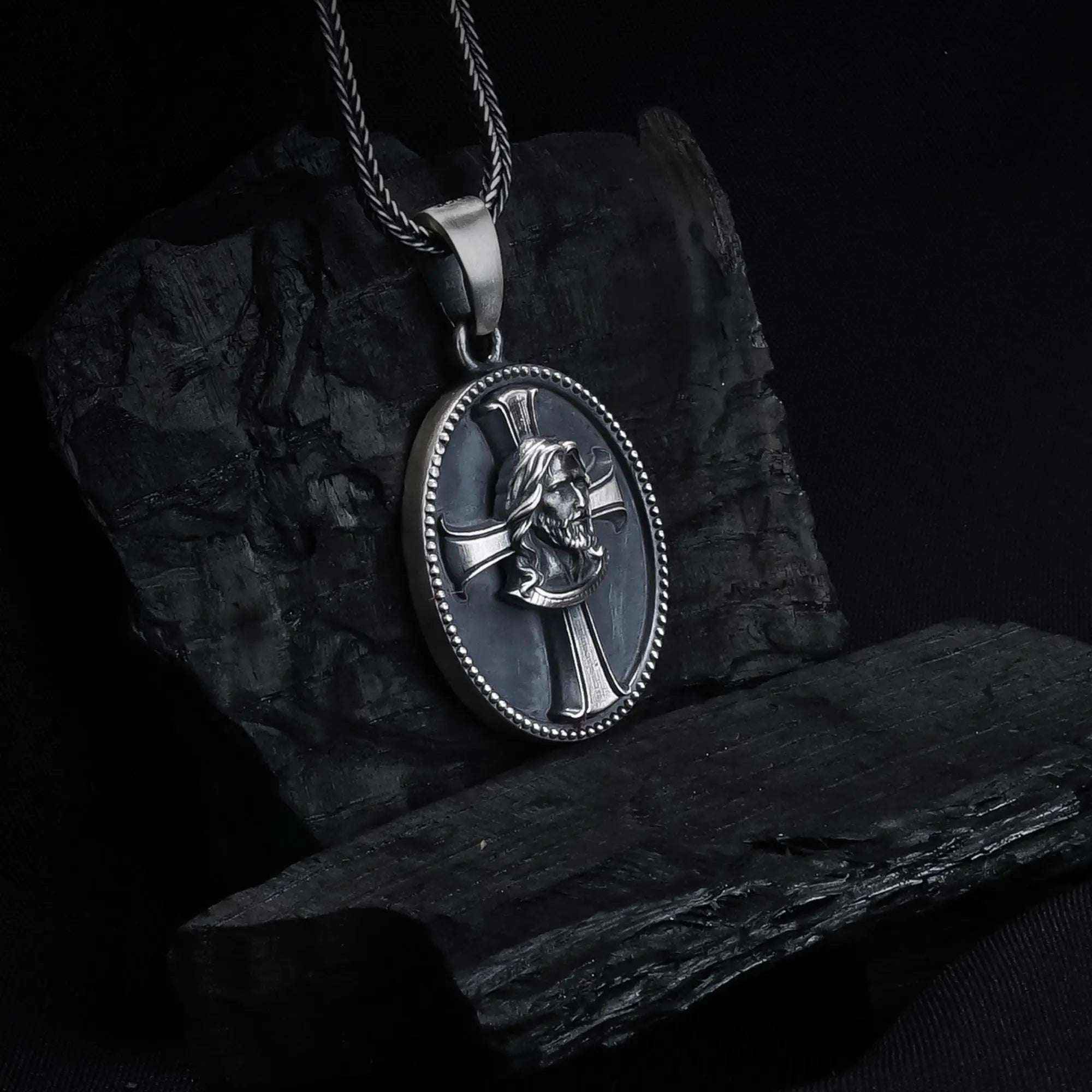 Sterling Silver Jesus Christ Necklace: Religious Christian Pendant