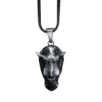 Oxidized Sterling Silver Rhino Pendant, Animal Necklace for Men   Charmora Jewelry