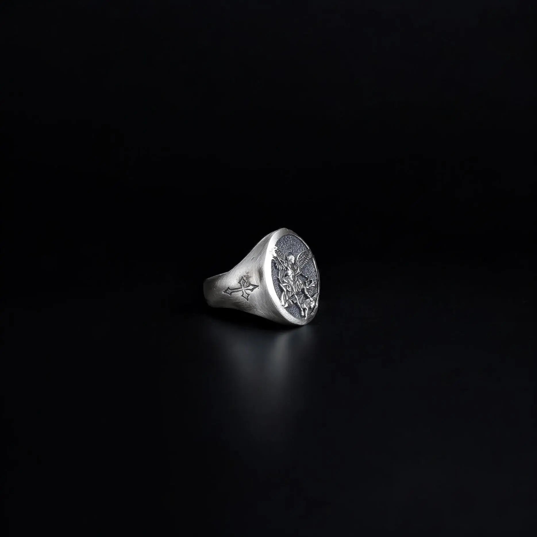 Sterling Silver Saint Michael Archangel Ring: Christian Protection Jewelry   Charmora Jewelry