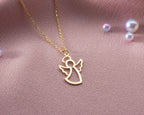 Sterling Silver Angel Necklace: Gold Angel Wings Pendant