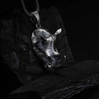 Oxidized Sterling Silver Rhino Pendant, Animal Necklace for Men