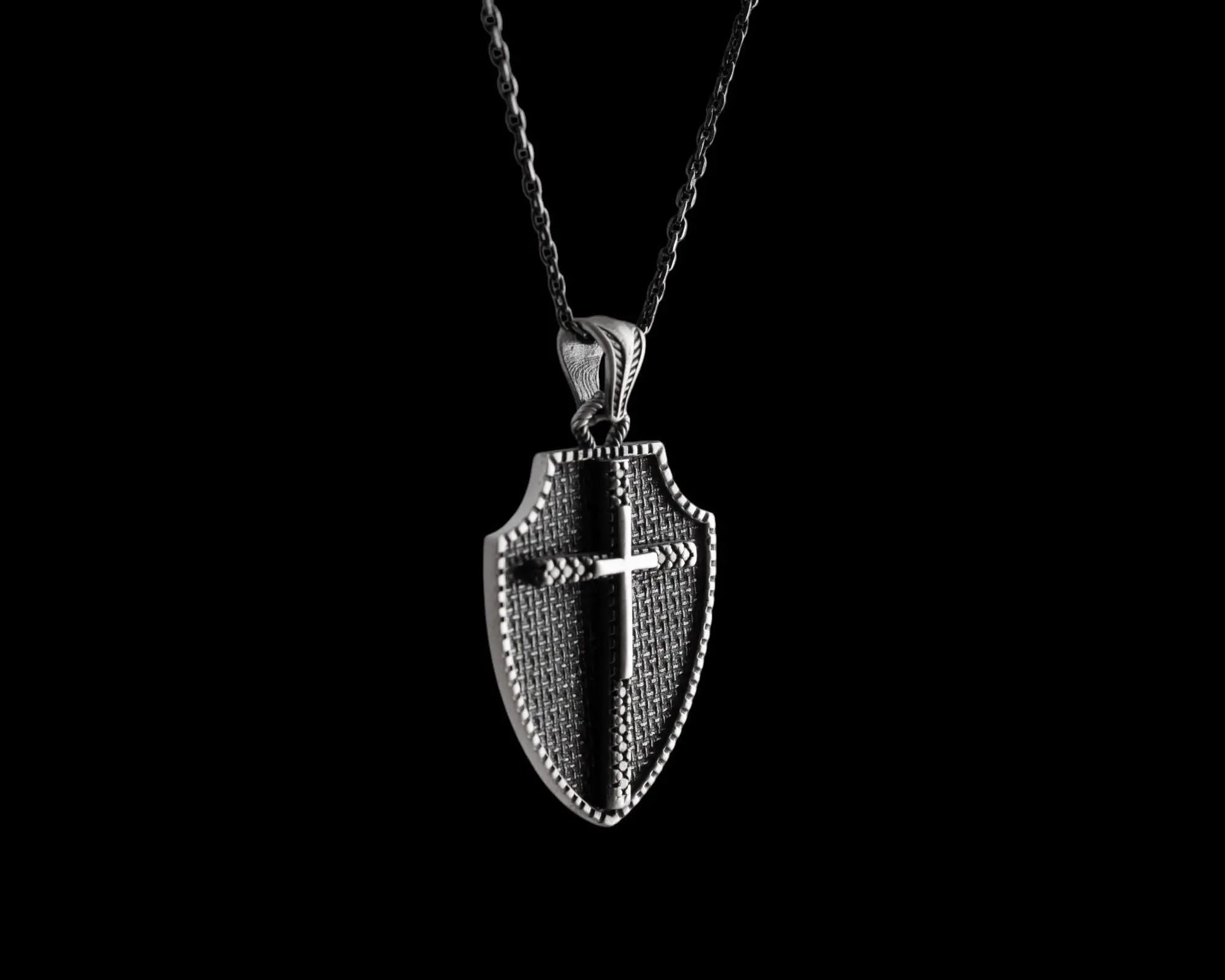 Sterling Silver Cross Necklace: Oxidized Christian Pendant   Charmora Jewelry