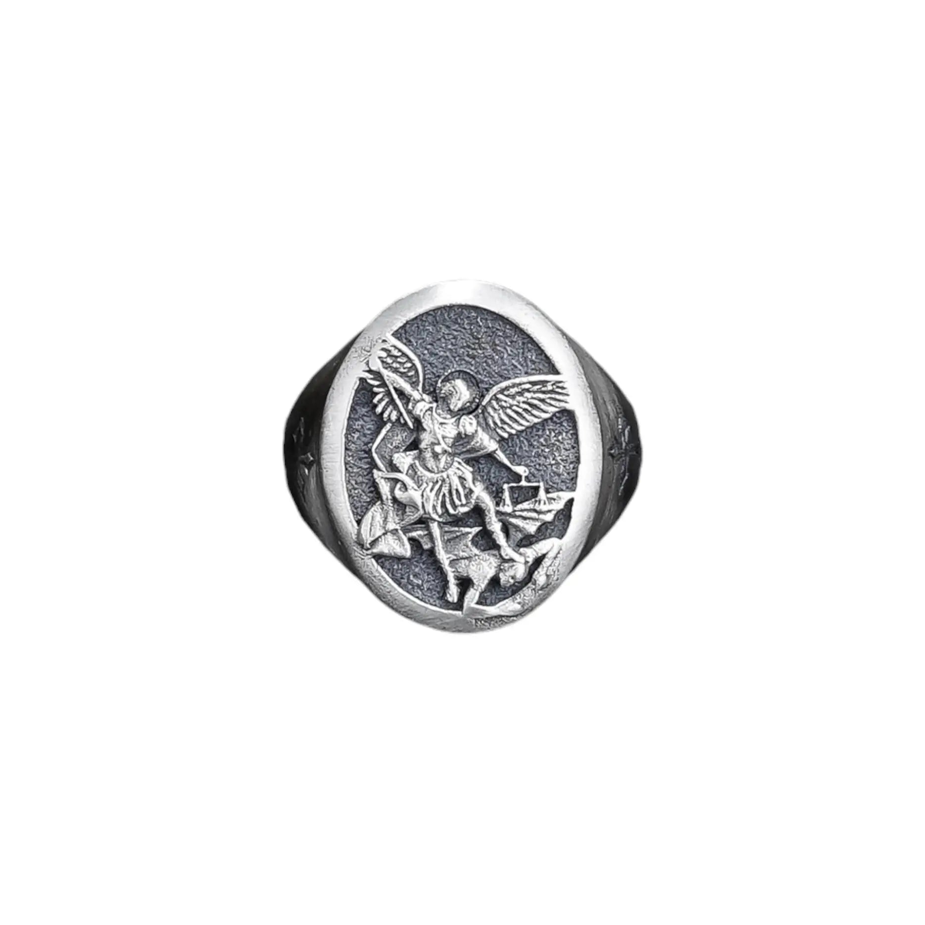 Bague Archange Saint Michel en Argent Sterling : Bijoux de Protection Chrétienne