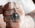 Oxidized Sterling Silver Skull Sword Necklace: Vintage Skull Charm