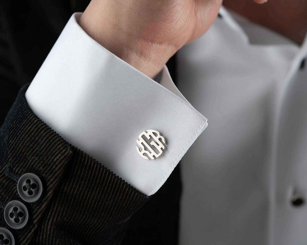 Monogrammed Sterling Silver Cufflinks, Personalized Initial Cuff Links