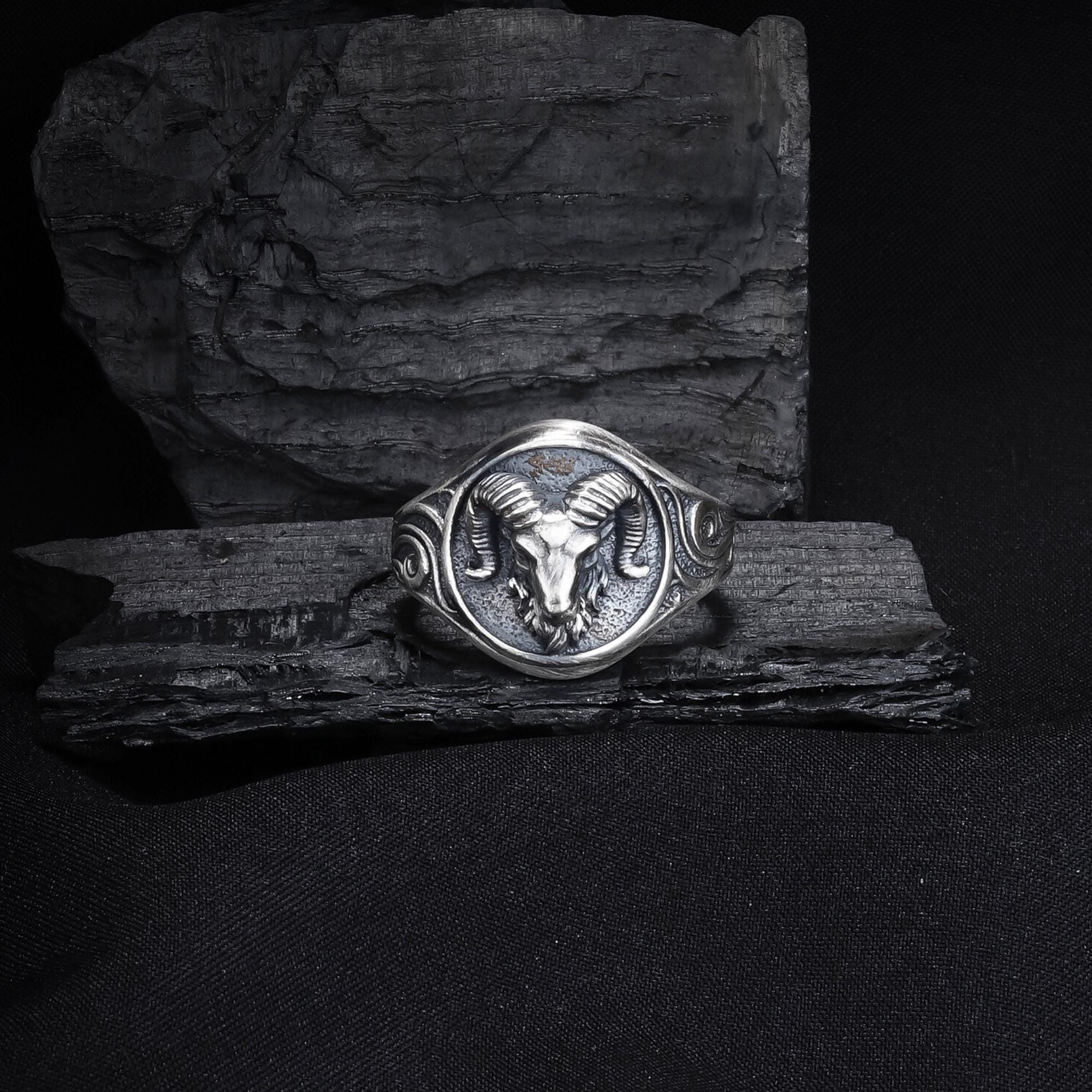 Sterling Silver Ram Ring: Aries Zodiac Jewelry for Men