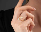 Sterling Silver Initial Ring with Stone: Personalized Letter Ring