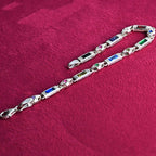 Multicolor Baguette Stone Sterling Silver Bracelet – Men’s Statement Jewelry, Gift for Him