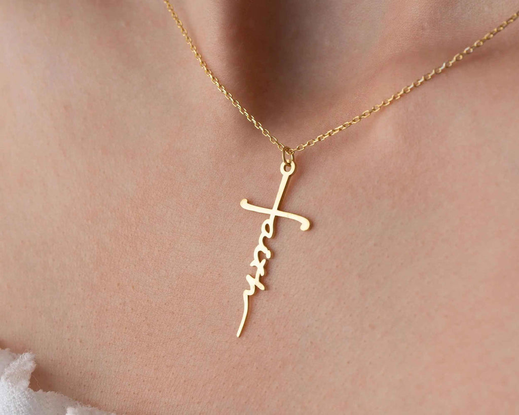 Personalized Sterling Silver Cross Necklace: Faith Jewelry Gift