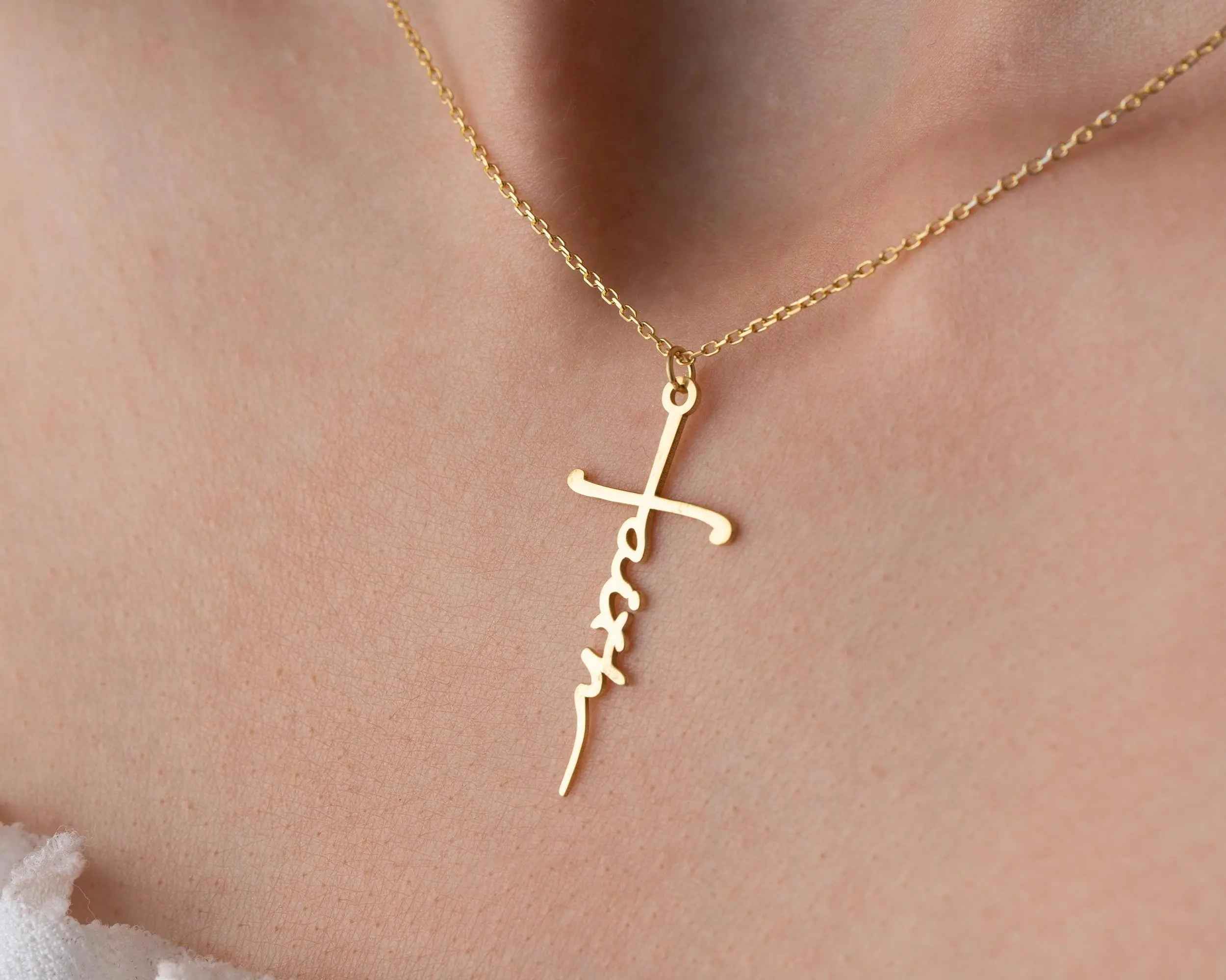 Personalized Sterling Silver Cross Necklace: Faith Jewelry Gift