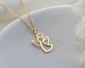 Solid Gold Angel Wing Necklace: 10K-18K Gold Pendant