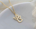 Solid Gold Angel Wing Necklace: 10K-18K Gold Pendant