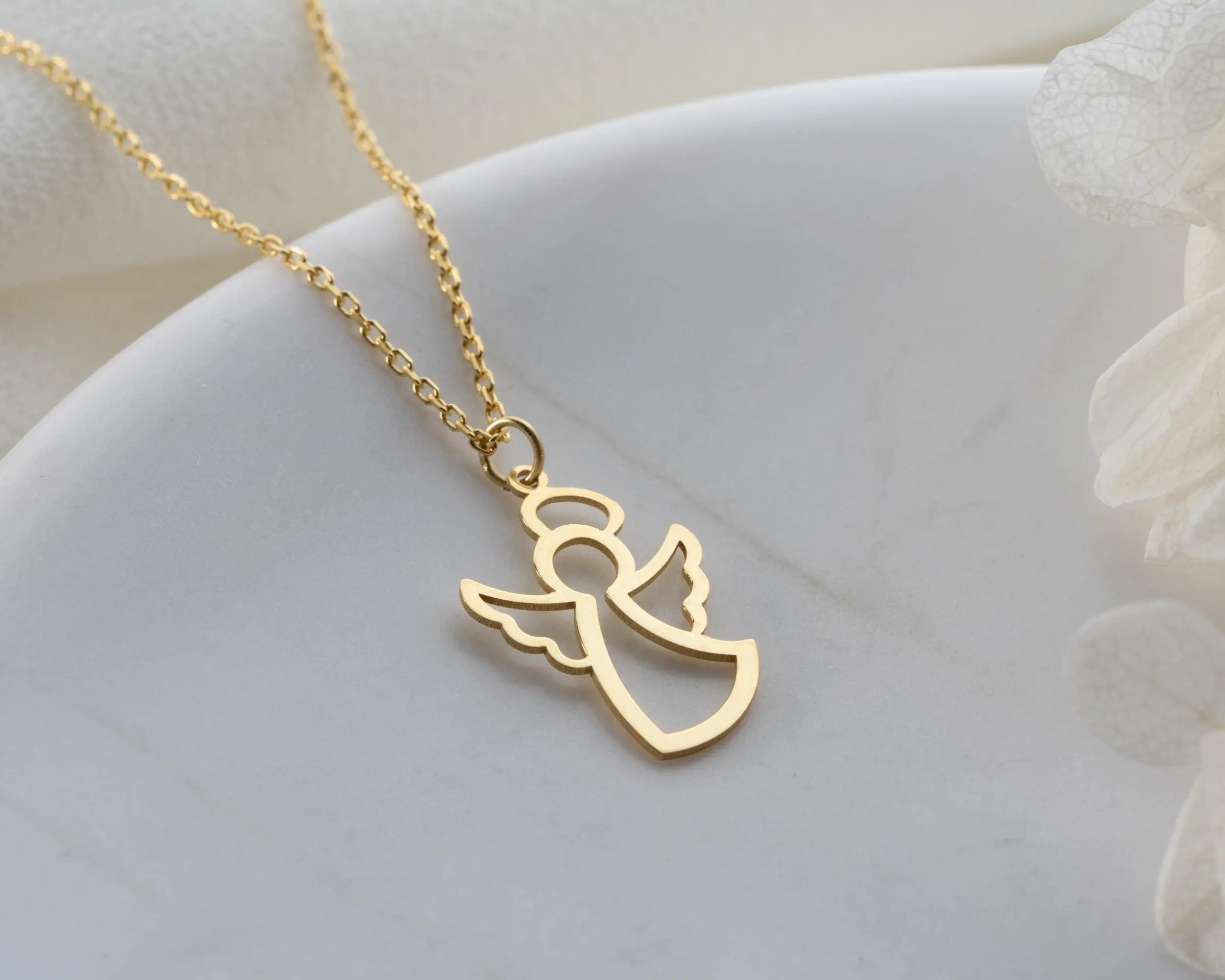 Collier aile d'ange en or massif : Pendentif en or 10K-18K