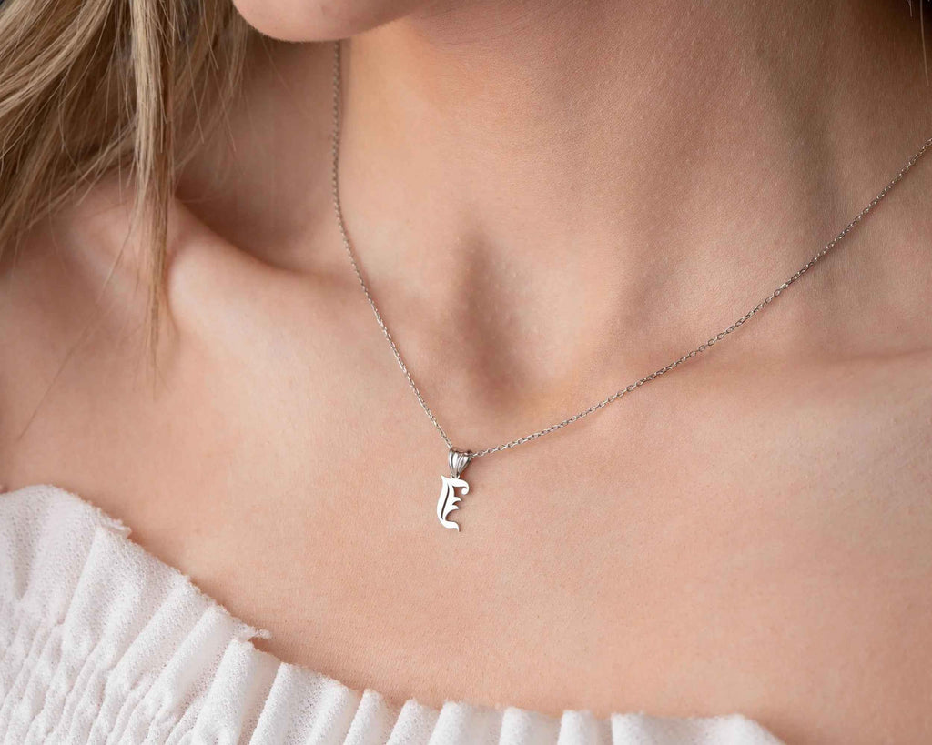 Sterling Silver Initial Necklace: Custom Letter Pendant