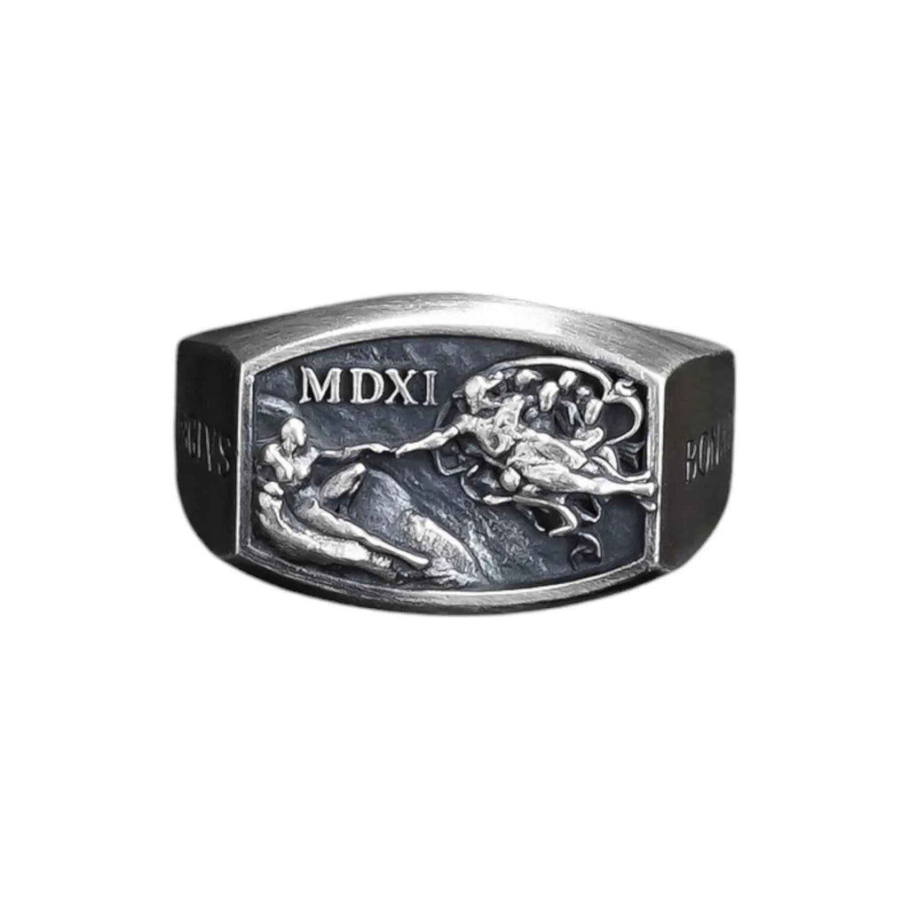Sterling Silver Michelangelo Ring: Renaissance Art, Hand of God