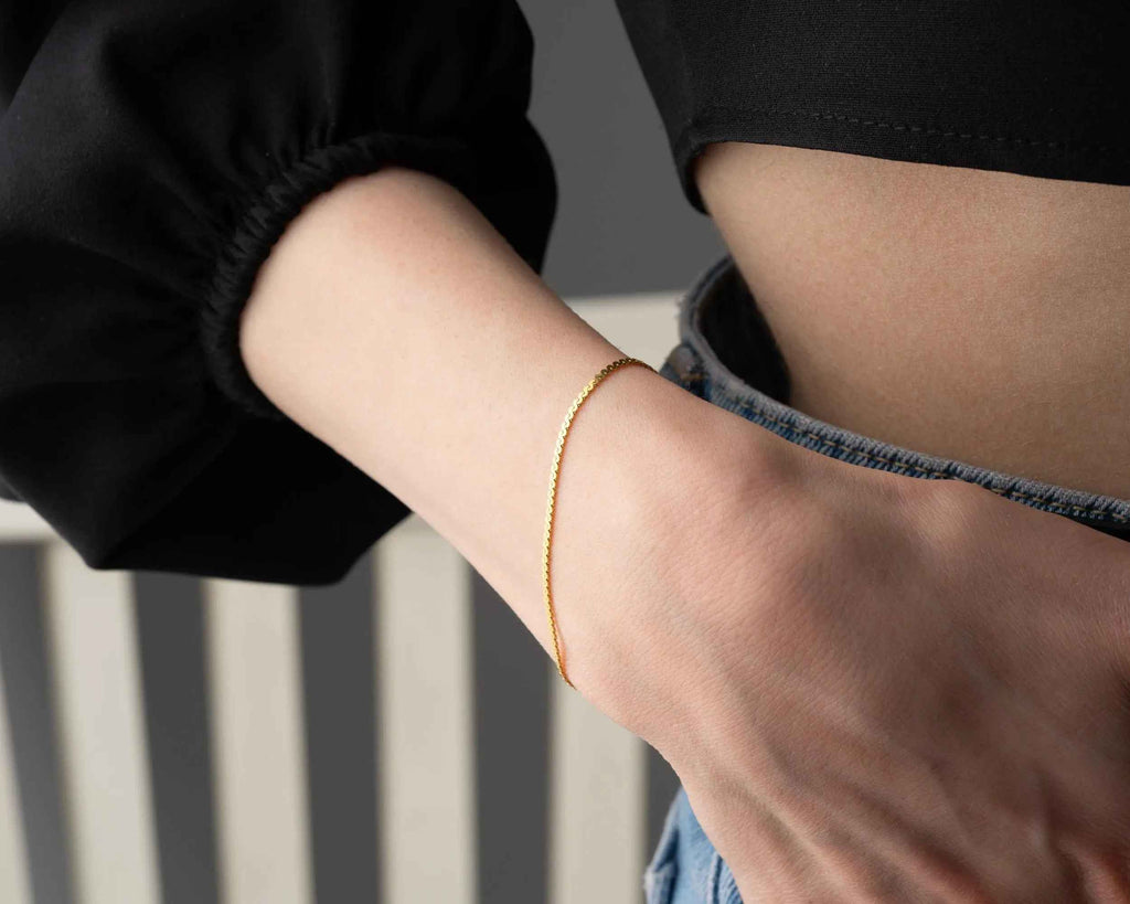 Dainty Sterling Silver Chain Bracelet: Rose Gold, Gold Finish