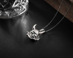 Sterling Silver Oni Mask Necklace: Japanese Samurai Pendant   Charmora Jewelry