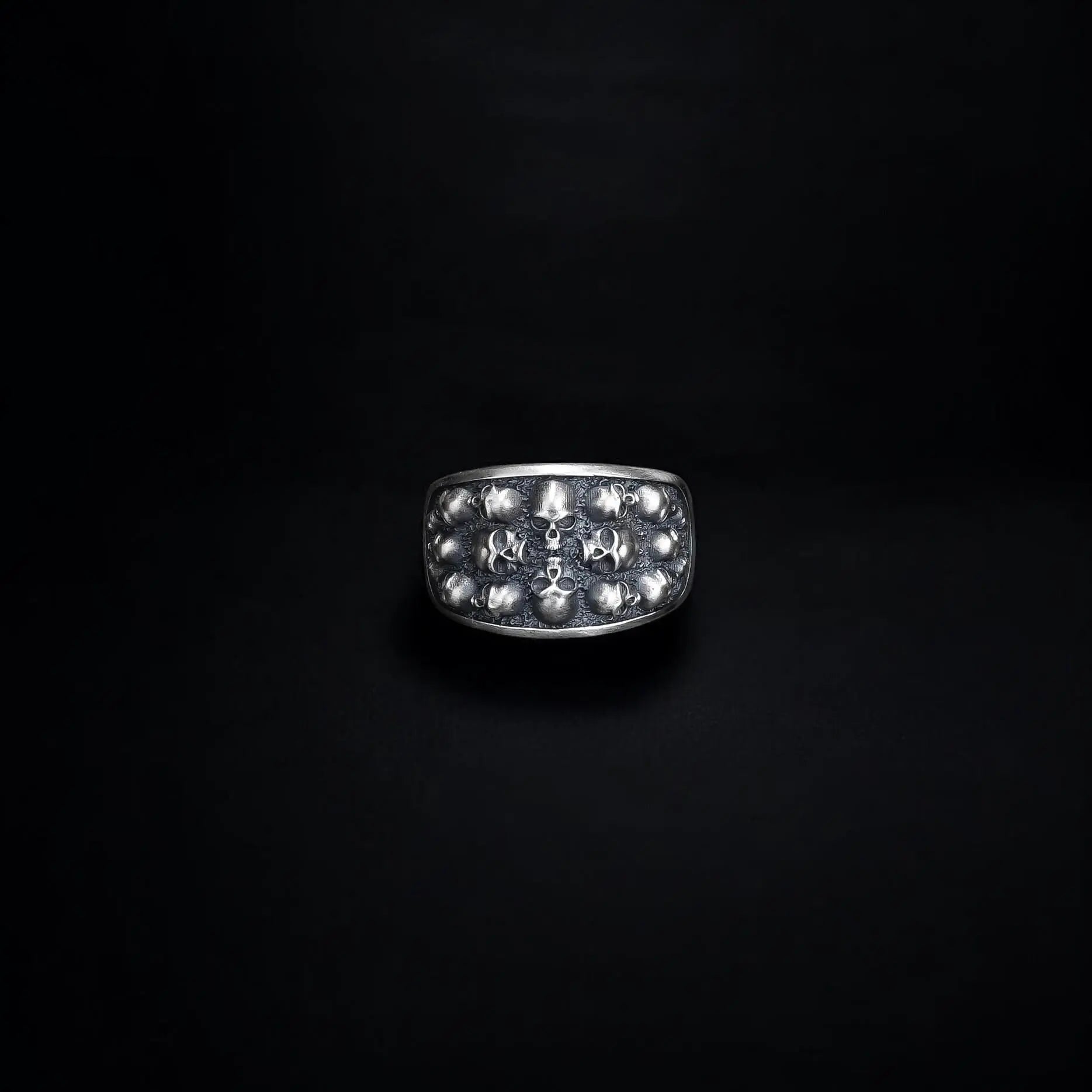 Sterling Silver Skull Ring: Memento Mori Biker Ring, Gothic Jewelry   Charmora Jewelry