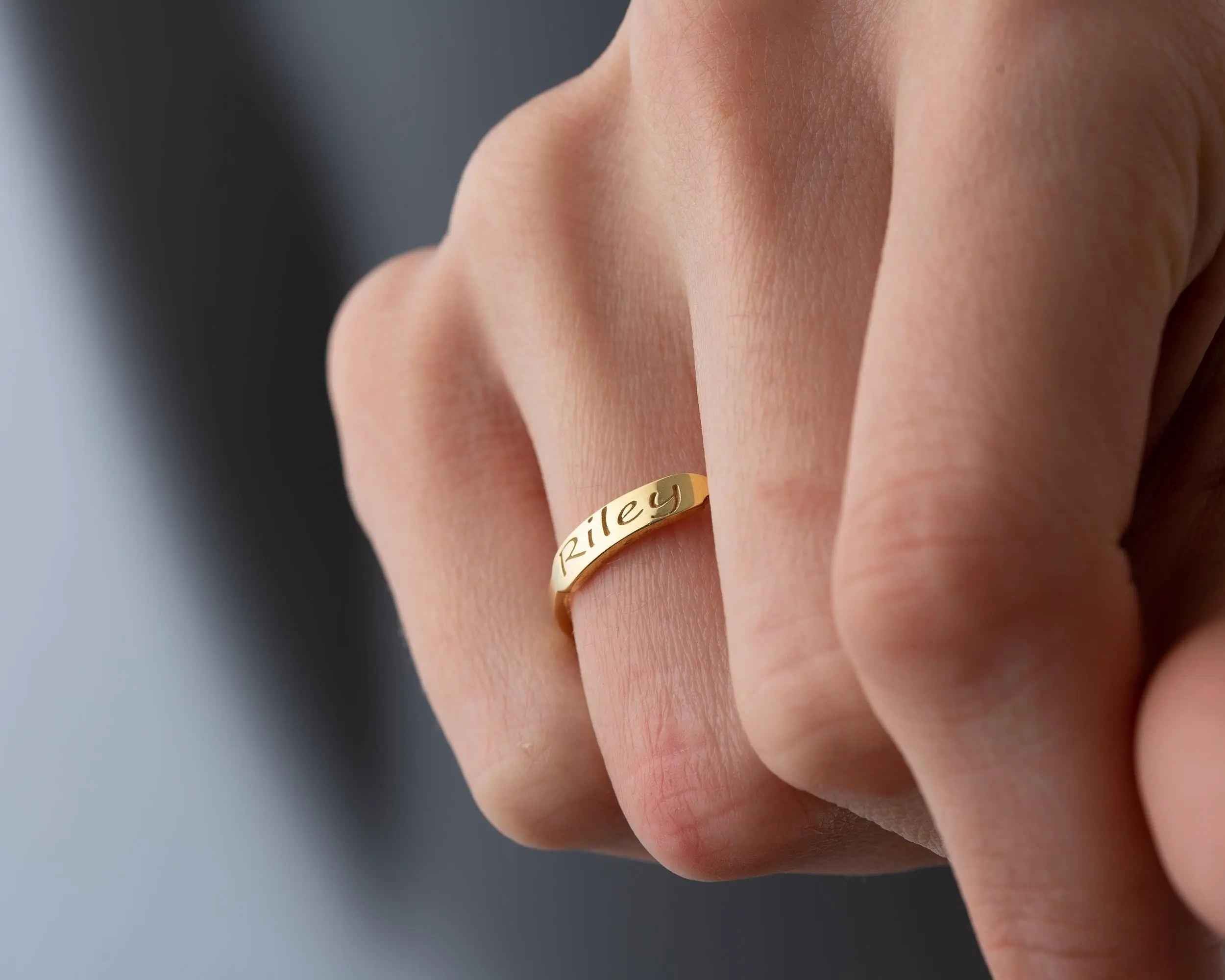 Sterling Silver Custom Name Ring: Personalized Engraved Gift