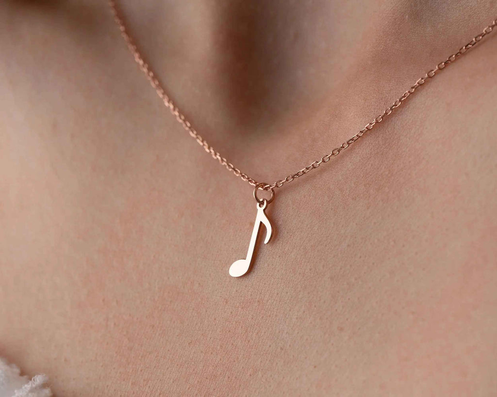 Sterling Silver Music Note Necklace: Musician Gift, 18 Inch Chain