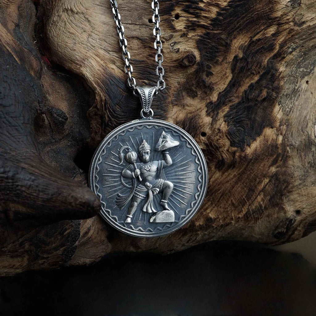 Lord Hanuman Pendant Necklace | 925 Sterling Silver Hindu Spiritual Jewelry