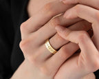 Solid Gold Coordinates Ring: Custom Engraved Anniversary Jewelry