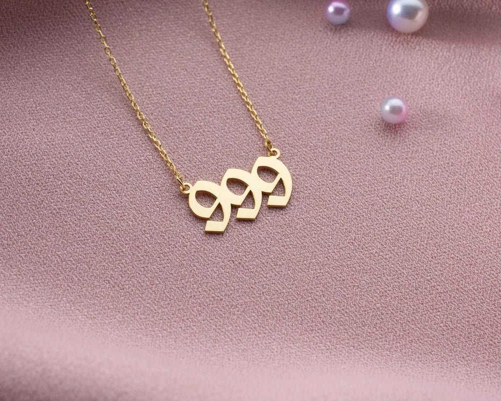 Gold 999 Angel Number Necklace: Sterling Silver Numerology Jewelry