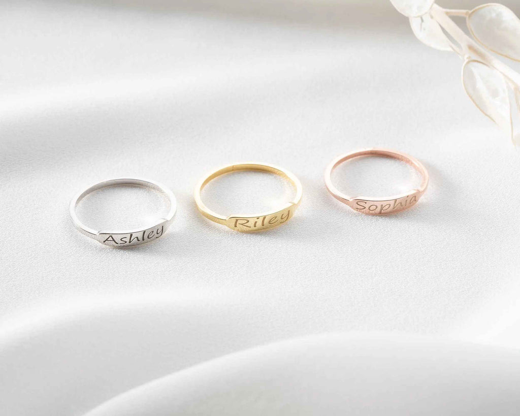 Sterling Silver Custom Name Ring: Personalized Engraved Gift