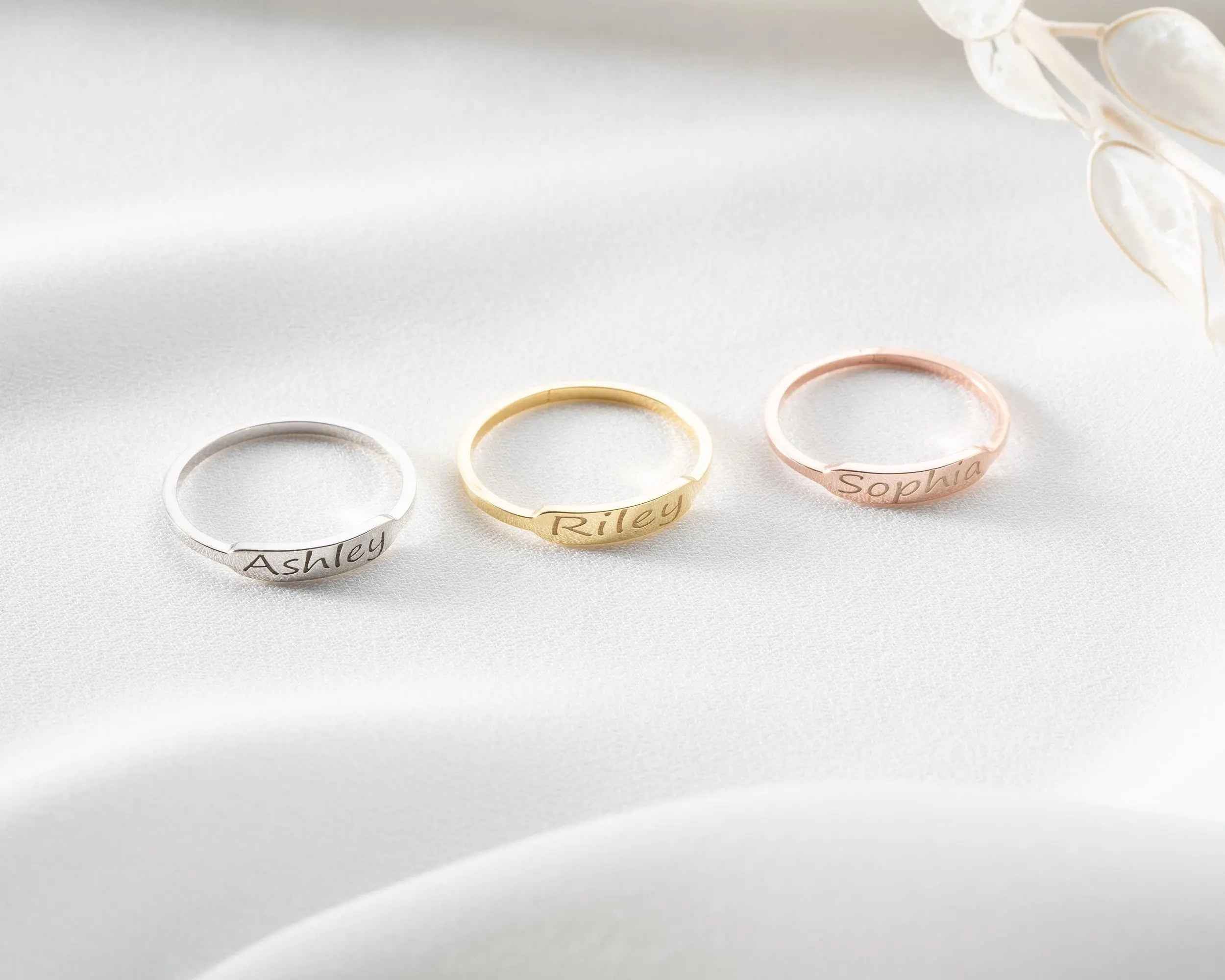 Sterling Silver Custom Name Ring: Personalized Engraved Gift