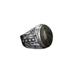 Large Labradorite Sterling Silver Ring - Handmade Mens Gemstone Ring   Charmora Jewelry