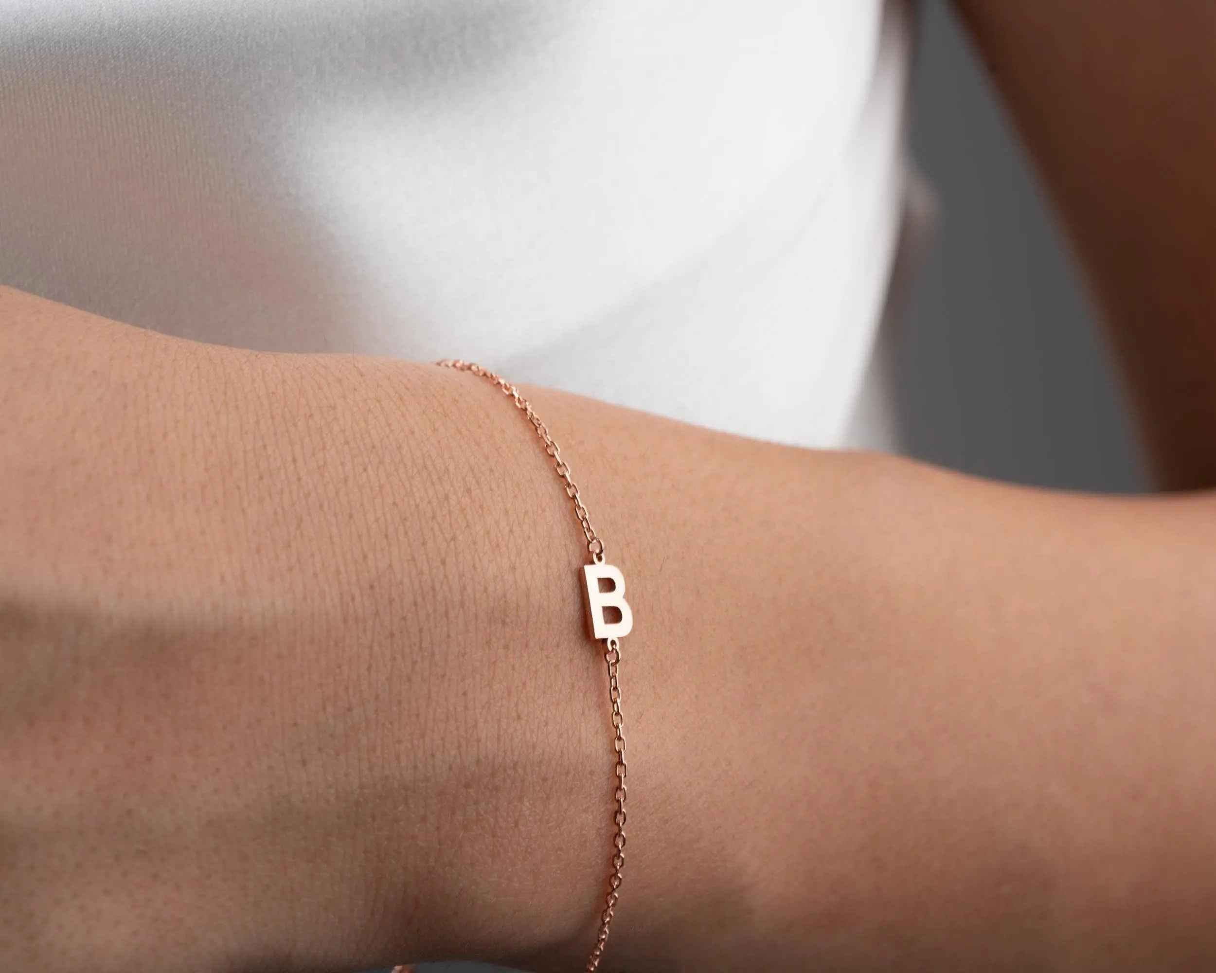 Sterling Silver Initial Bracelet: Personalized Letter Jewelry