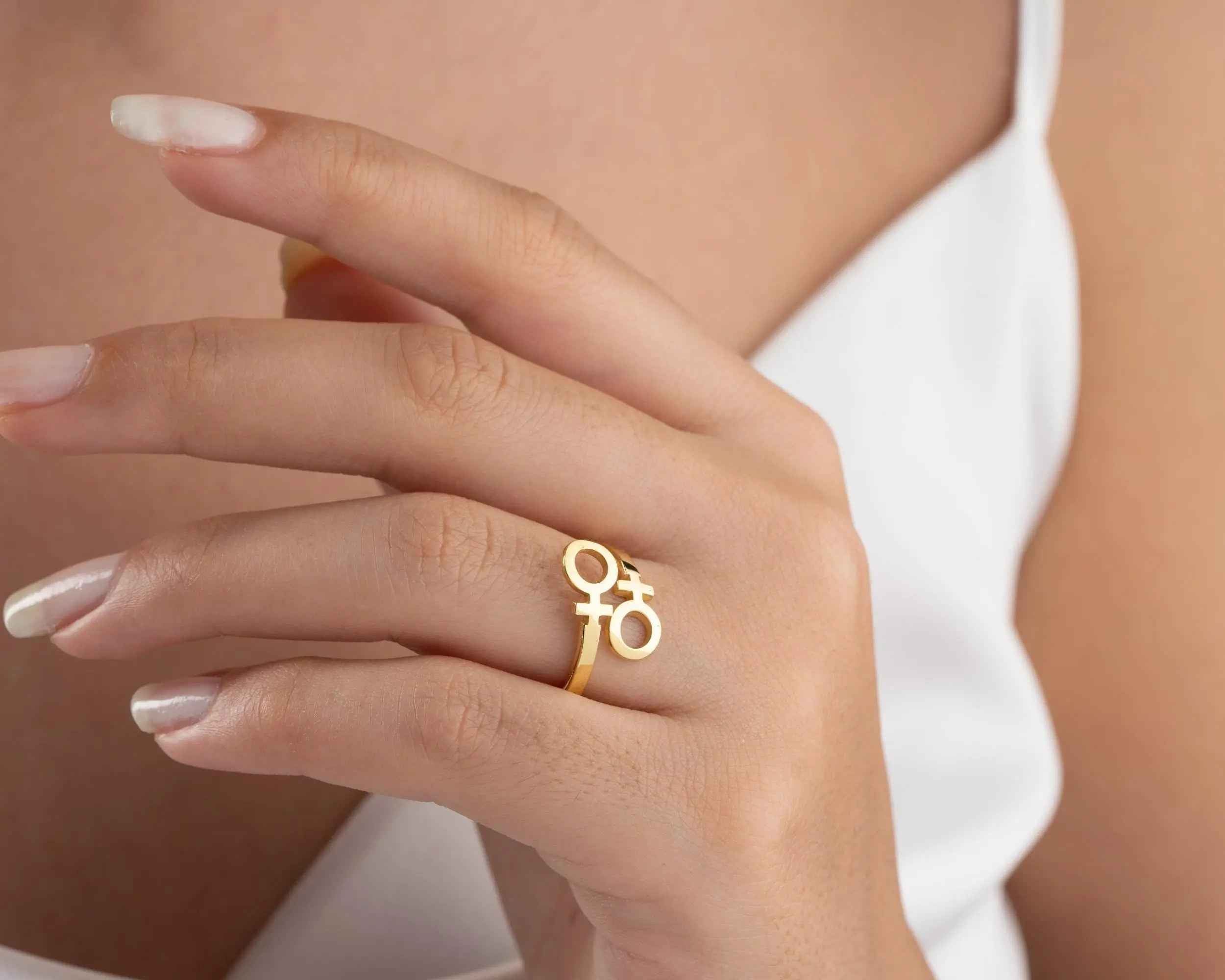 Sterling Silver Double Venus Ring: LGBTQ Pride Jewelry