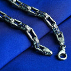 925 Sterling Silver Men’s Bracelet with Blue Stones, Handmade Chain Bracelet, Bold Masculine Jewelry