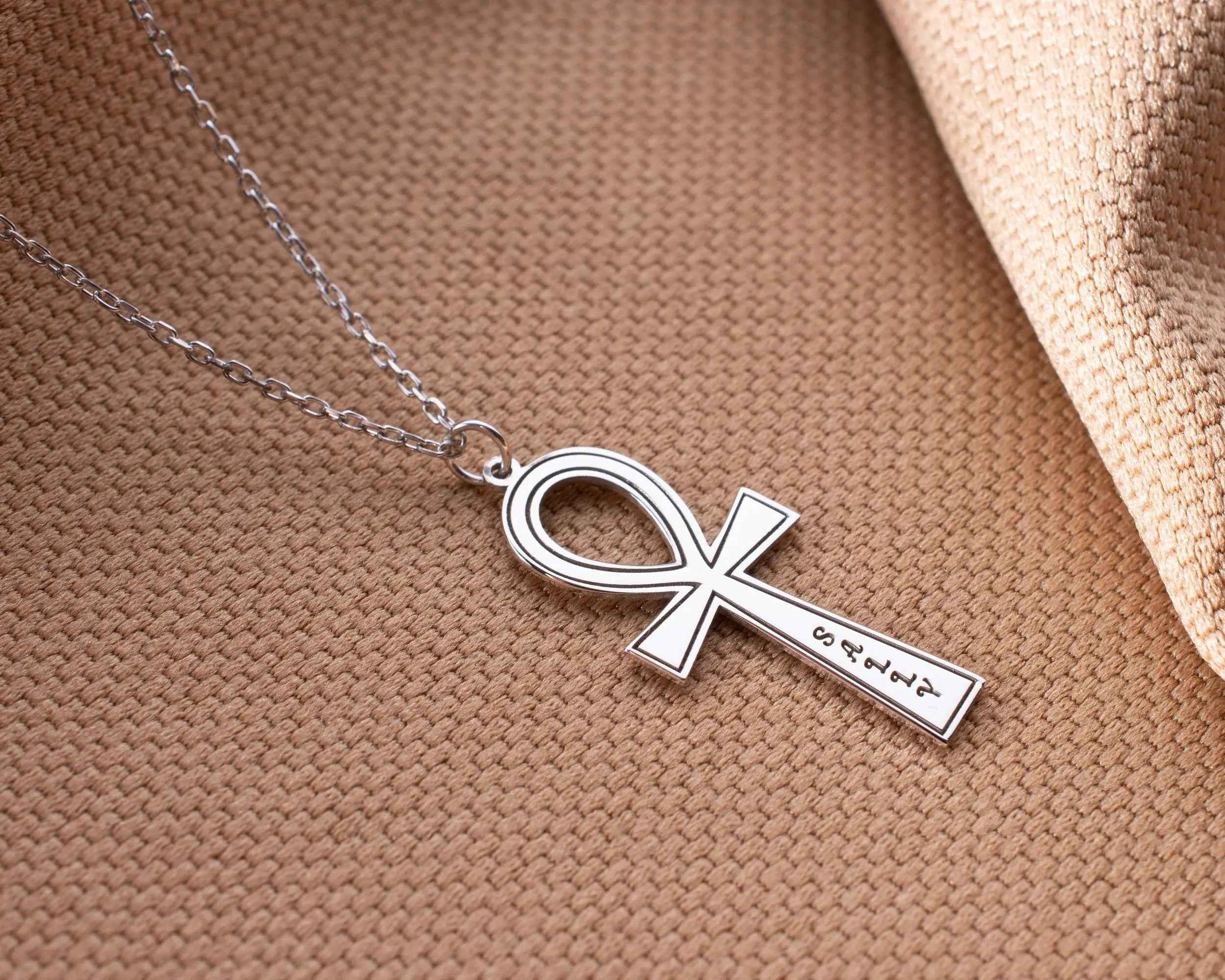 Custom Sterling Silver Ankh Necklace: Personalized Egyptian Jewelry