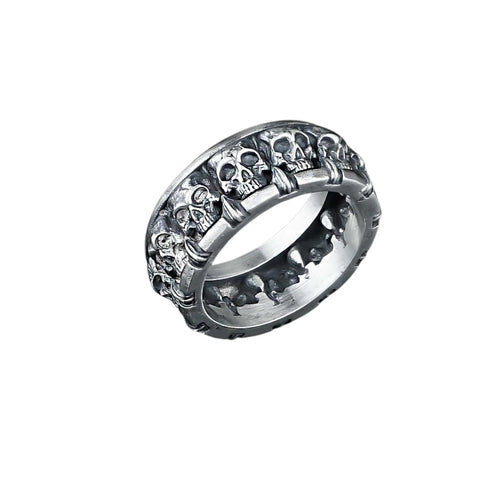 Handmade Oxidized Sterling Silver Skull Ring: Gothic Jewelry Gift   Charmora Jewelry