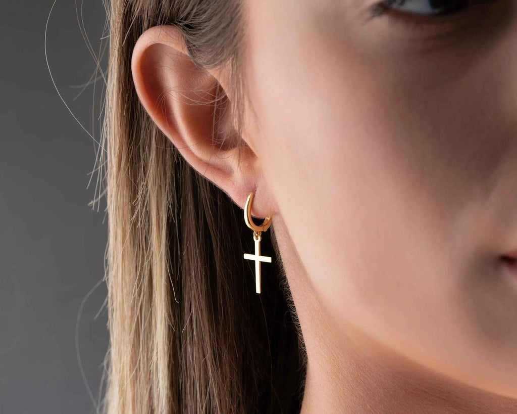 Gold Cross Earrings: Sterling Silver Christian Jewelry