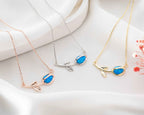Blue Opal Tulip Necklace: 925 Sterling Silver Pendant