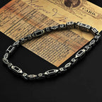 Sterling Silver Men's Bracelet: Black Zircon Vintage Link Design