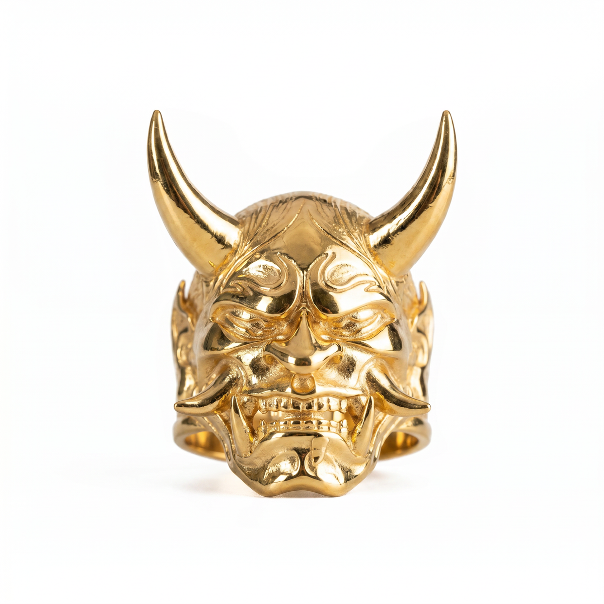 Traditional Mask Motif Signet Ring  Ring  Charmora Jewelry