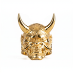 Traditional Mask Motif Signet Ring  Ring  Charmora Jewelry