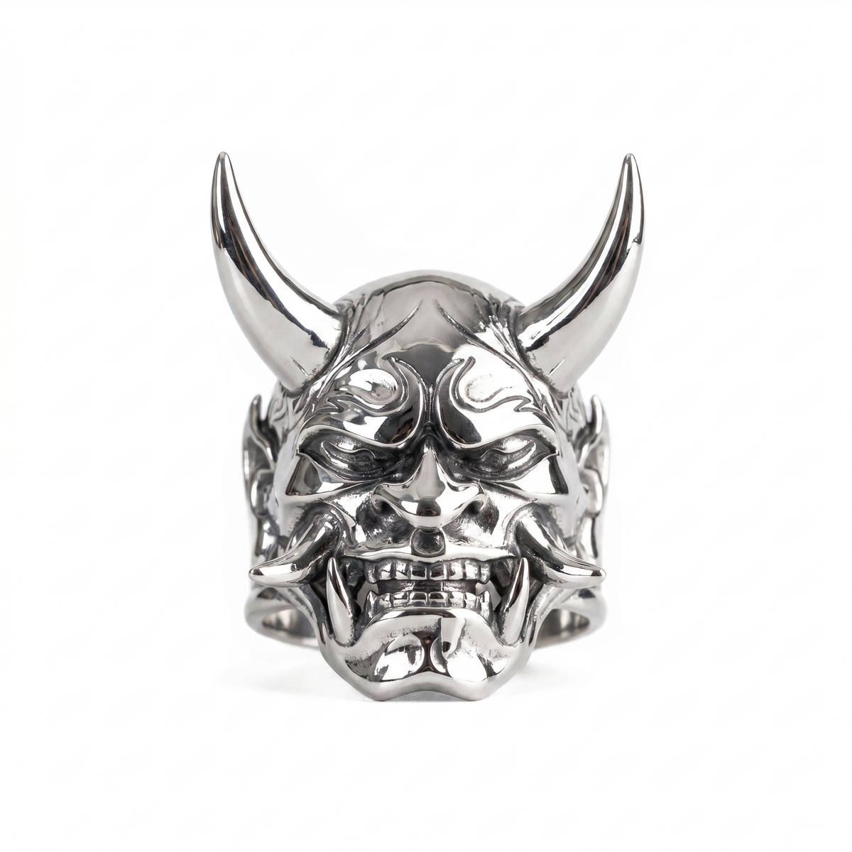 Traditional Mask Motif Signet Ring  Ring  Charmora Jewelry