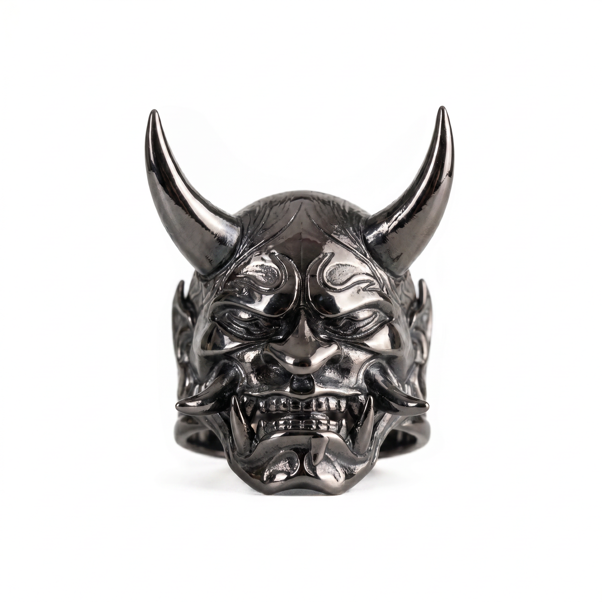Traditional Mask Motif Signet Ring  Ring  Charmora Jewelry