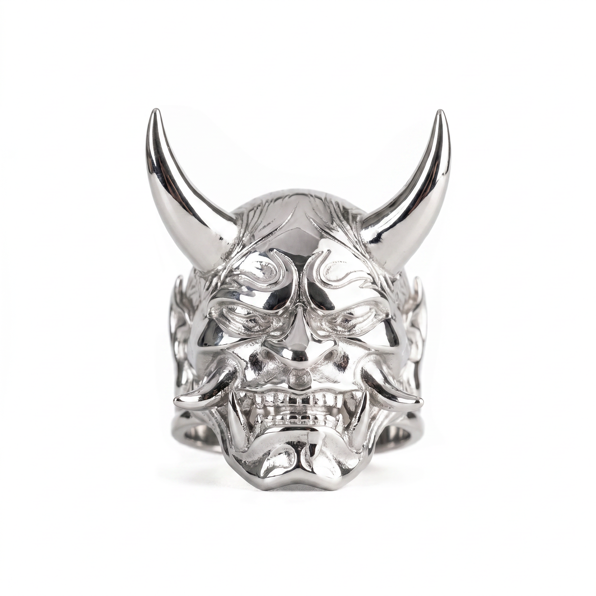 Traditional Mask Motif Signet Ring  Ring  Charmora Jewelry