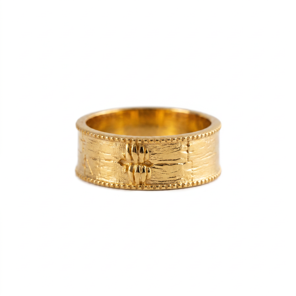 Brutalist Textured Motif Ring  Ring  Charmora Jewelry