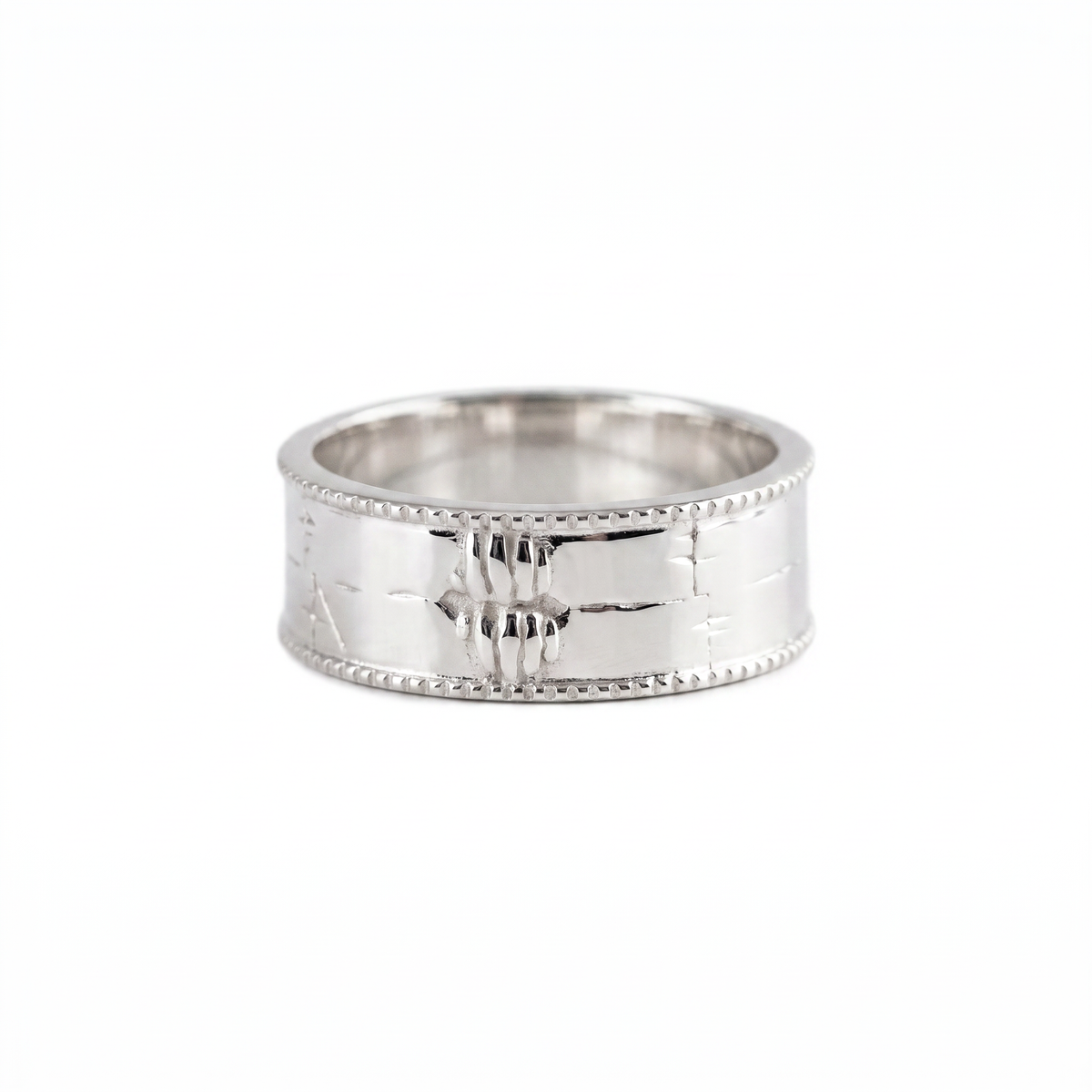 Brutalist Textured Motif Ring  Ring  Charmora Jewelry