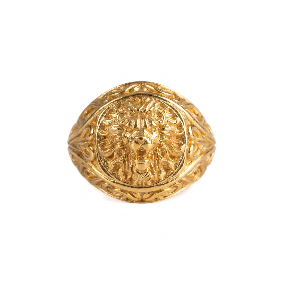 Sculpted Lion Head Signet Ring  Ring  Charmora Jewelry