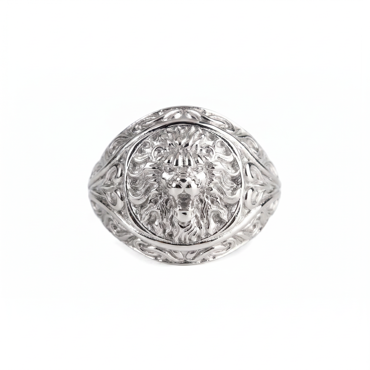 Sculpted Lion Head Signet Ring  Ring  Charmora Jewelry