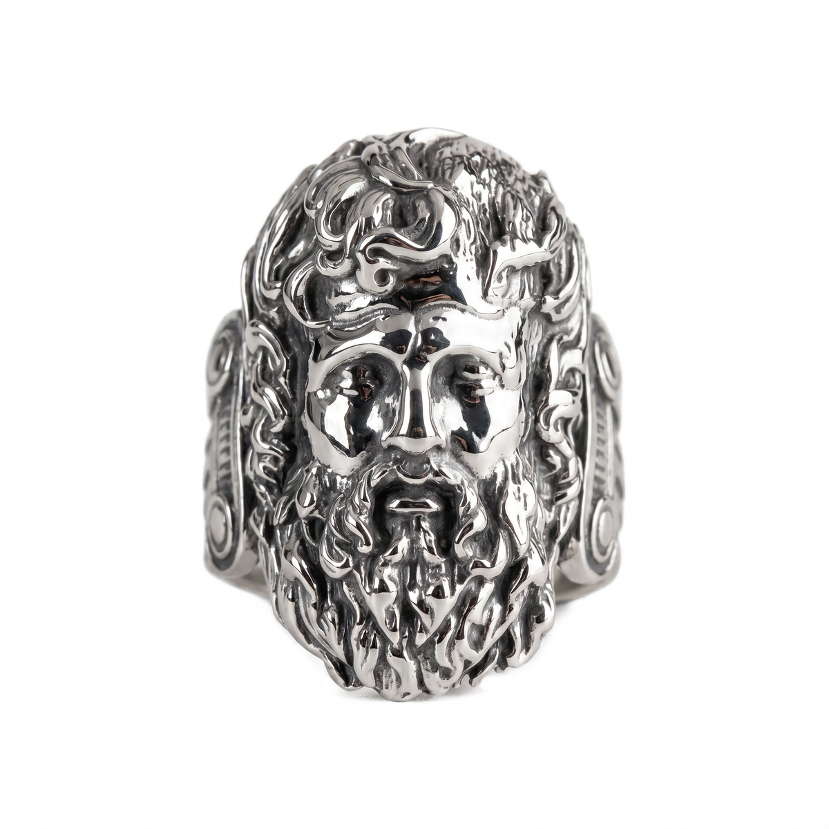 Sculpted Ancient Deity Motif Signet Ring  Ring  Charmora Jewelry