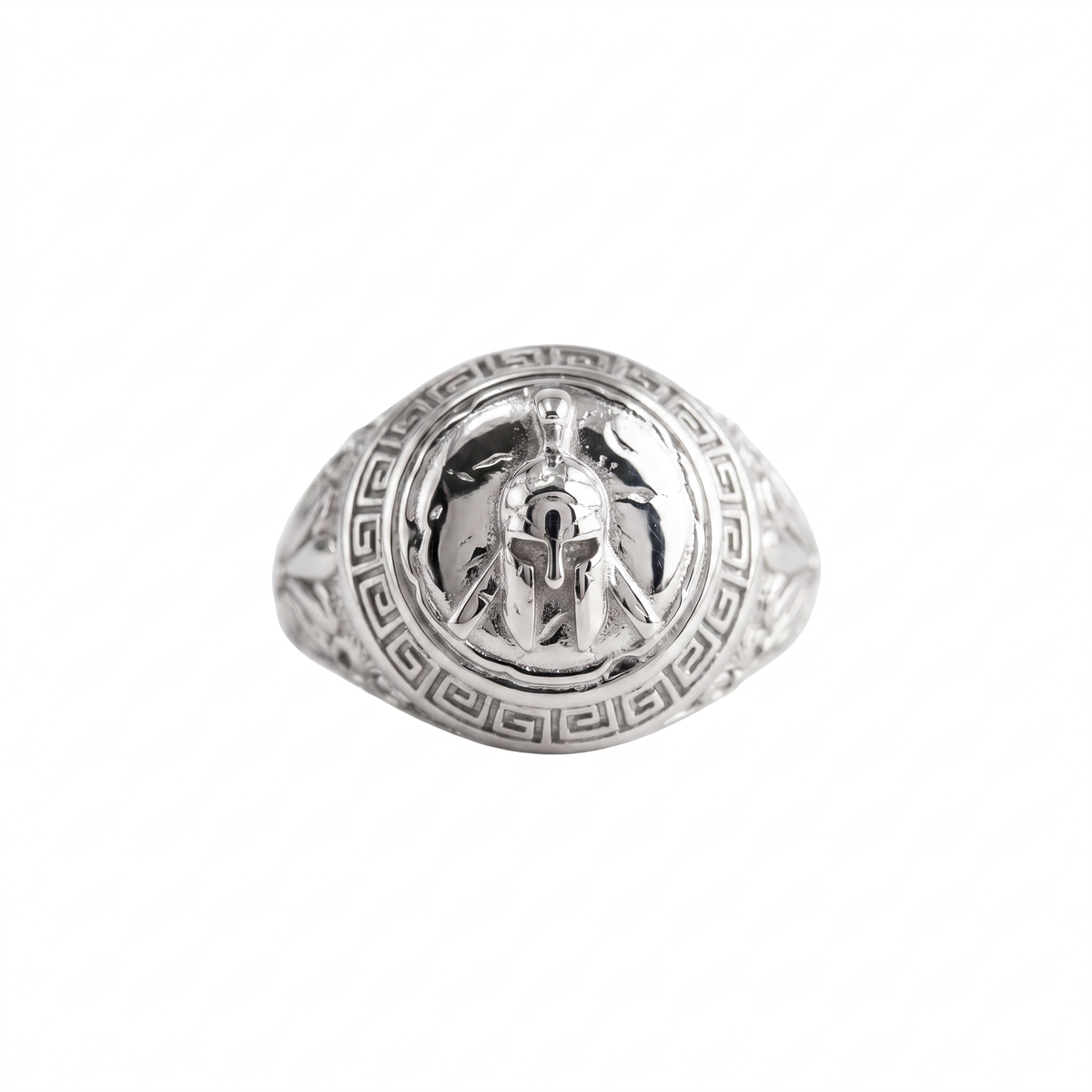 Spartan Helmet Relief Motif Signet Ring  Ring  Charmora Jewelry